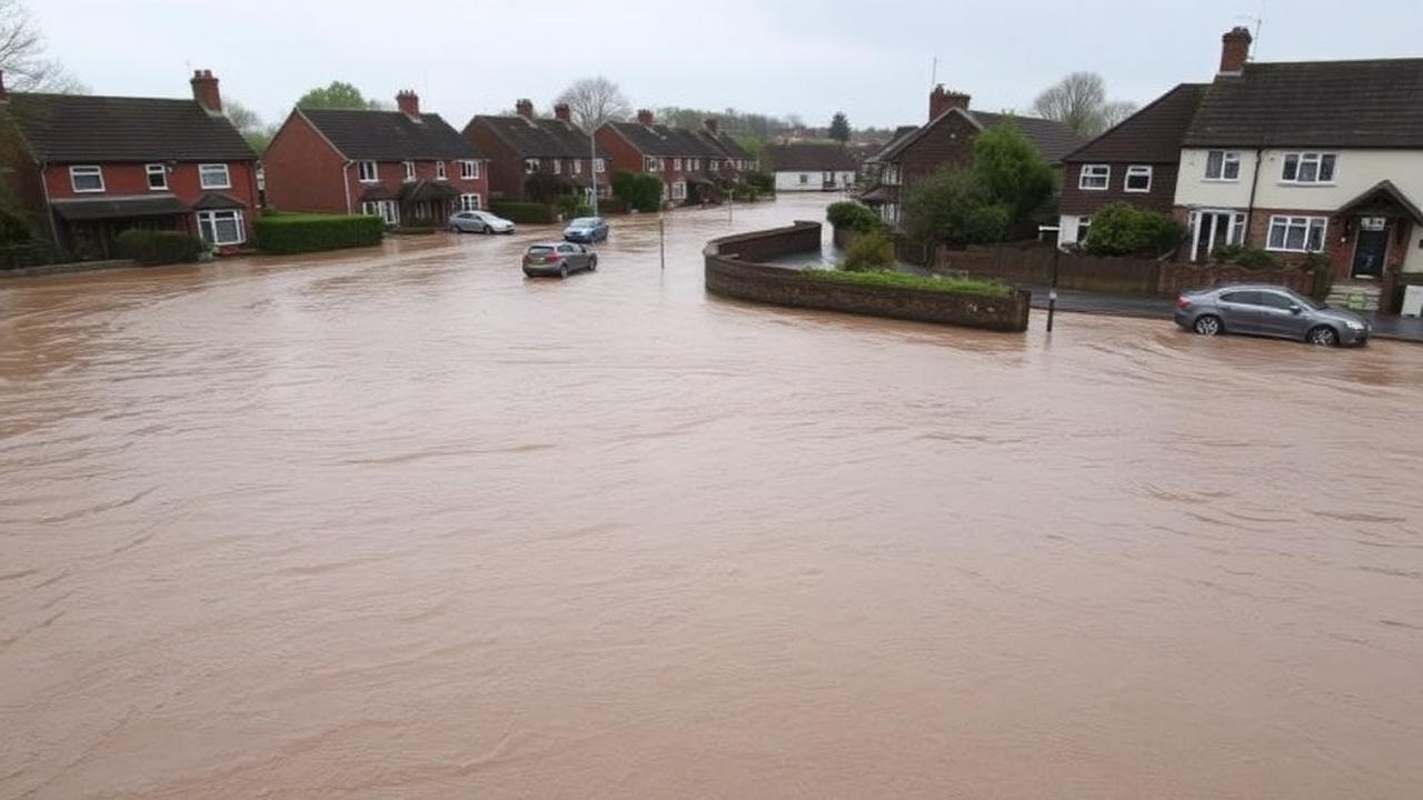 Industrial site with environmental hazard monitoring cameras covering a flooded yard
