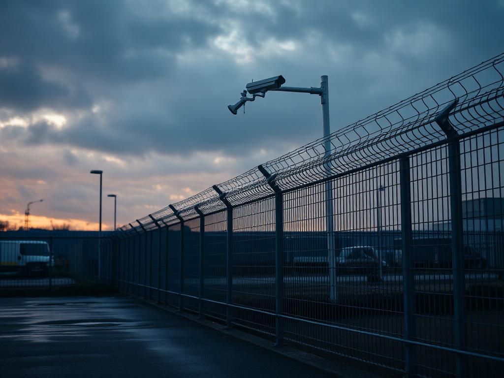 Perimeter security fence and CCTV camera